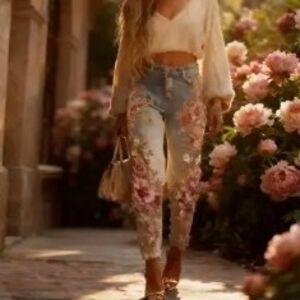 Floral Print Women's Jeans